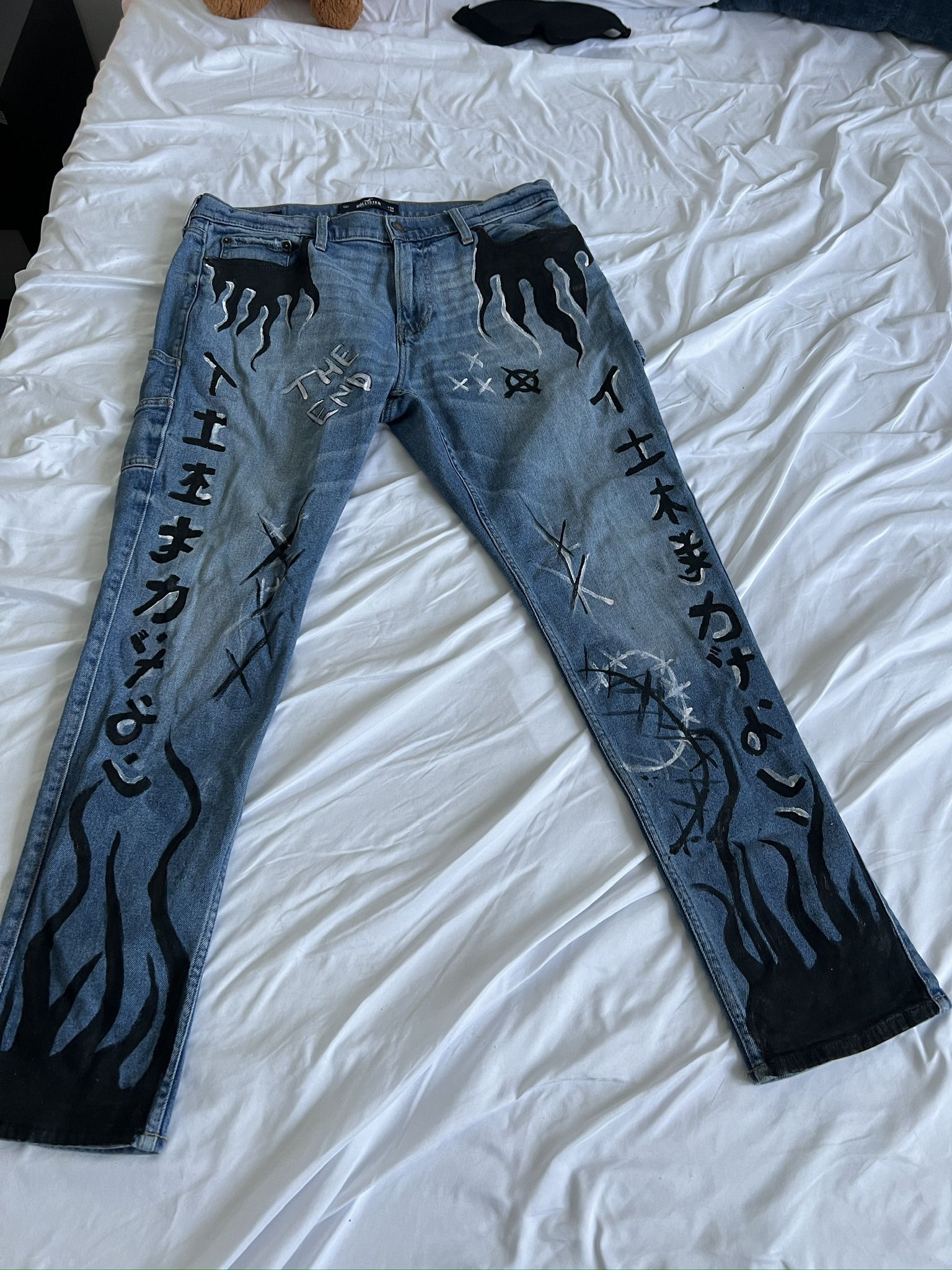 Vintage Painted Denim Jeans, Dad Jeans Size 34 X 32