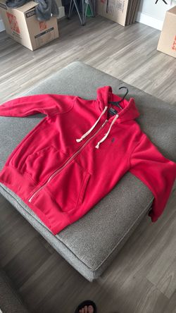 Red Polo Zip Up Hoodie