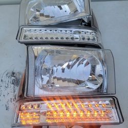 99-04 Ford F250-F550 00-04 Excursion LED Headlights Luces Micas Calaveras Faros Faroles