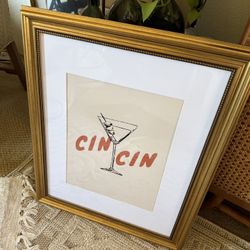 New French Martini 'Cin Cin' 16x20” matted Art print unframed 
