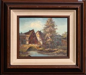 European countryside vintage oil painting original artwork