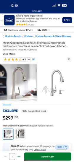 Moen motion Sense Wave Faucet New 