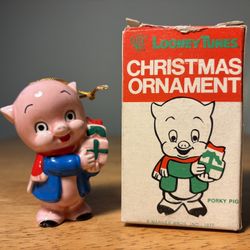 VINTAGE WARNER BROTHERS PORKY PIG CHRISTMAS TREE ORNAMENT IN BOX