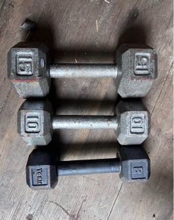 (3) Dumbbell Weights 15, 10, 8