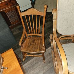 Antique Mini Rocking Chair + 2 Authentic Chairs 