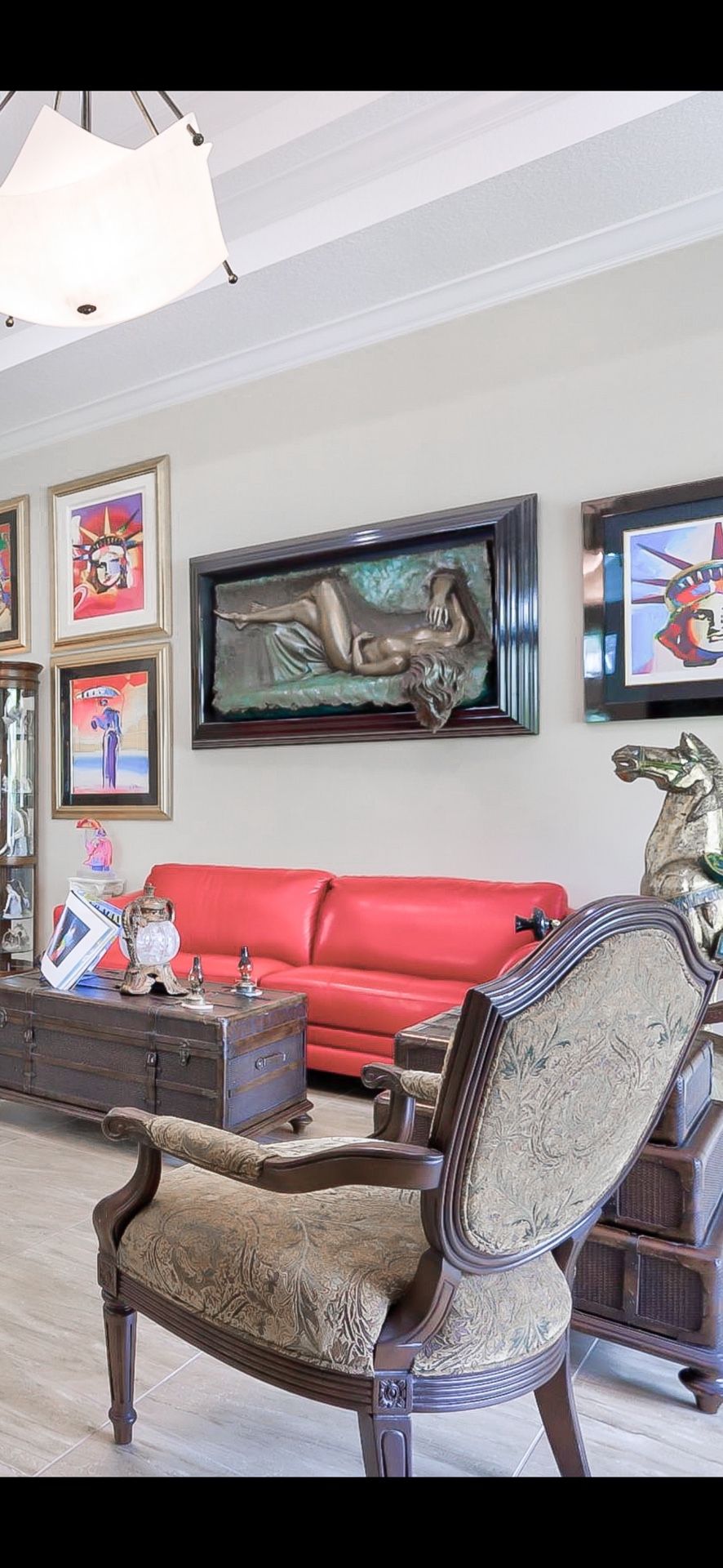 Red Genuine Leather Sofa