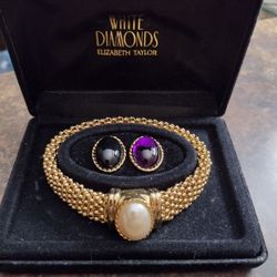 Vtg Elizabeth Taylor Mesh Bracelet 