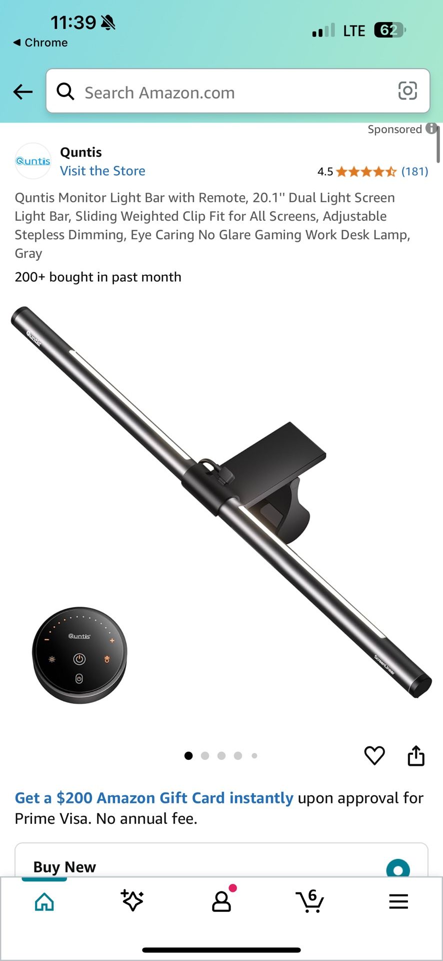 Quntis Monitor Light Bar with Remote, 20.1'' Dual Light Screen Light Bar, Sliding Weighted Clip Fit for All Screens, Adjustable Stepless Dimming, Eye