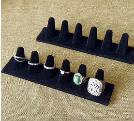 Black Velvet five Ring Display Stand 