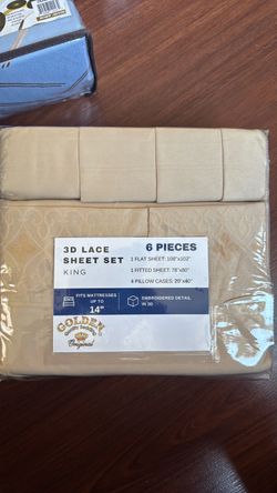 Golden Quality Bedding King 3D Lace Sheet Set