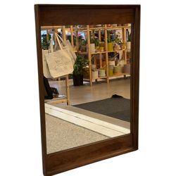 Vintage Mid Century Modern Walnut Wood Mirror by Stanley Furniture