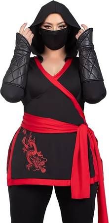 LIKE NEW Size 1XL/2XL Women Halloween Costume Leg Avenue 4 Piece Ninja Assassin Plus-Size