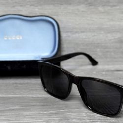 GUCCI GG0748S 001 Black Shiny Rectangular Squared 59 mm Men's Sunglasses