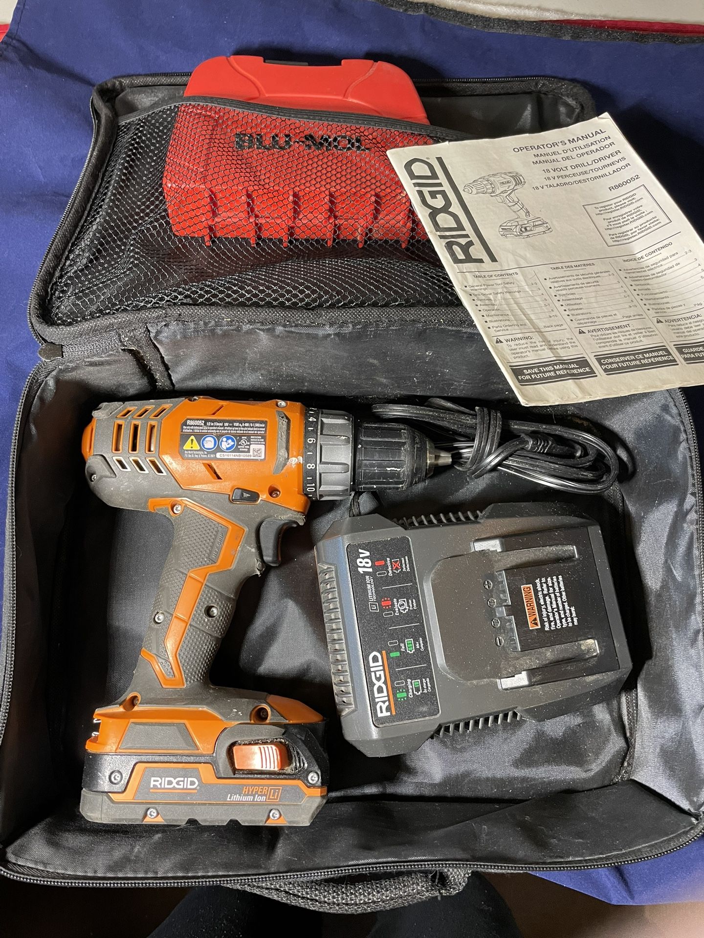 Rigid 18volt 1/2” Drill with Bits