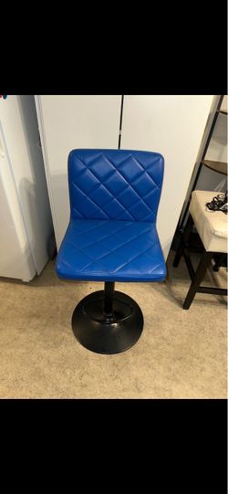 Blue Quilted Bar Stool