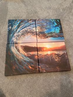 4pcs sunset lake photo collage set