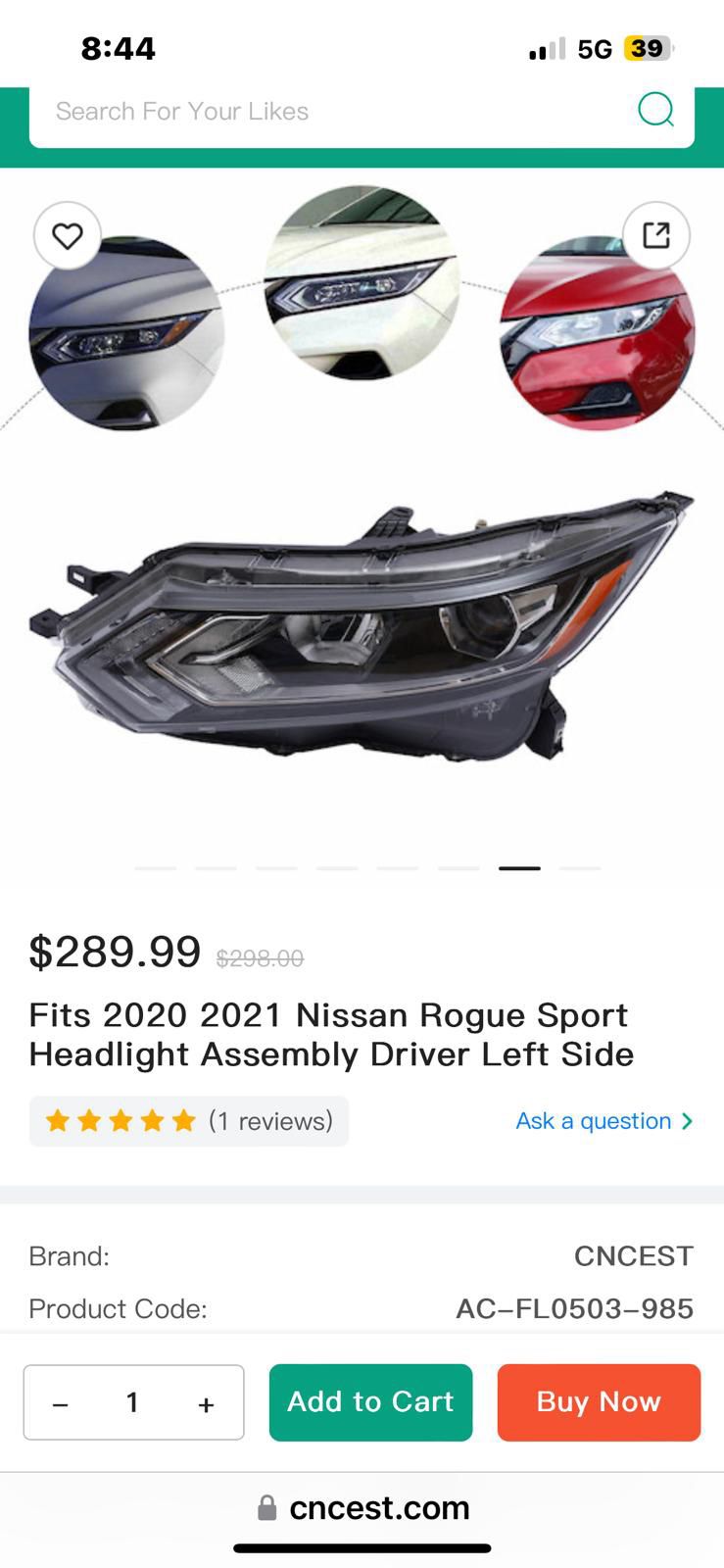 2020-2021 Nissan Rogue Sport Halogen Headlight Assembly Both Driver And Passenger Side