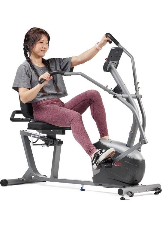 (New) Sunny Health & Fitness Recumbent Bike with Dual Motion Arm Exercisers
