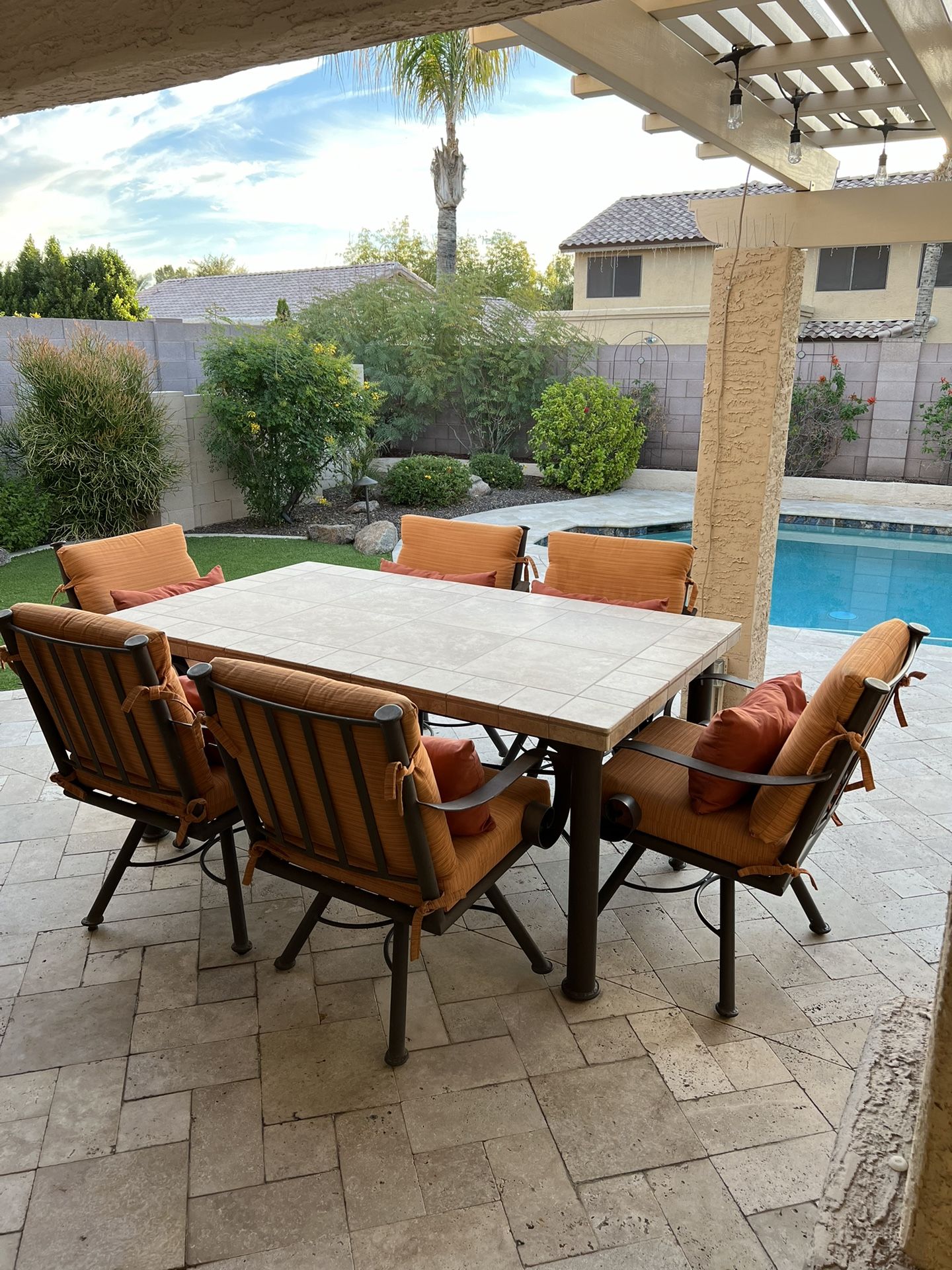 Travertine Table/Chairs