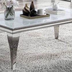 Chrome Glass Top Rectangular Coffee Table