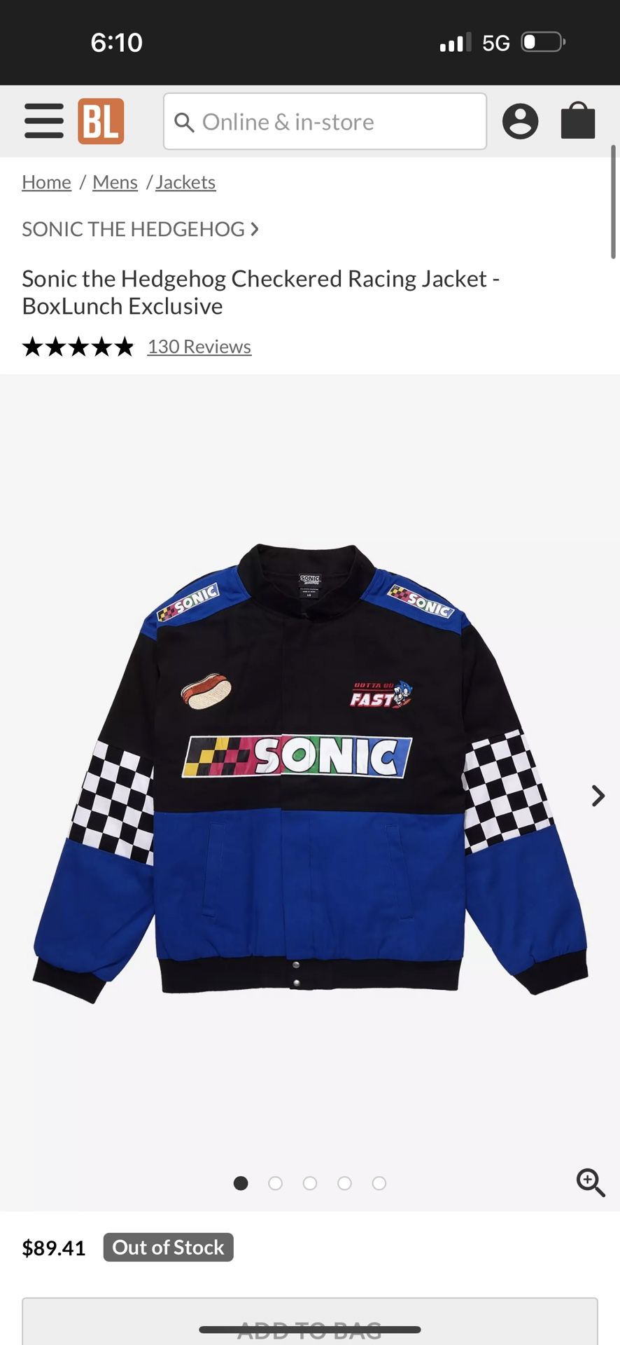 Boxlunch Sonic Racing Jacket