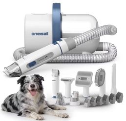 ONEISALL Dog Grooming Kit & Pet Hair Vacuum 7 in 1 Professional Vacuum New
