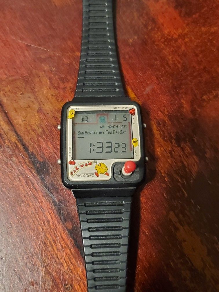 Ultra Rare! 1980's Nelsonic Pac Man Game Watch with Joystick