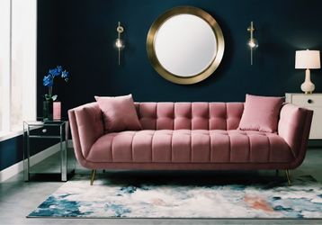 SOFA PINK VELVET 90x36