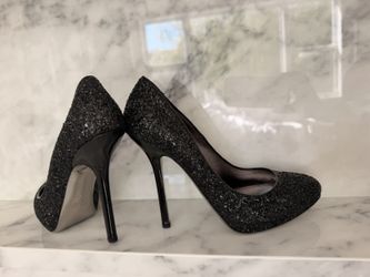 Miu Miu Black Glitter Platform Pumps Heels Size 39.5 US 9.5B 5IP147 w/ Box