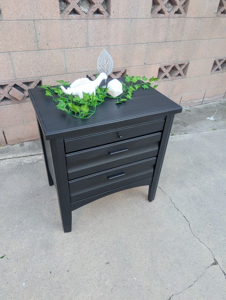 Large Vintage Black Nightstand