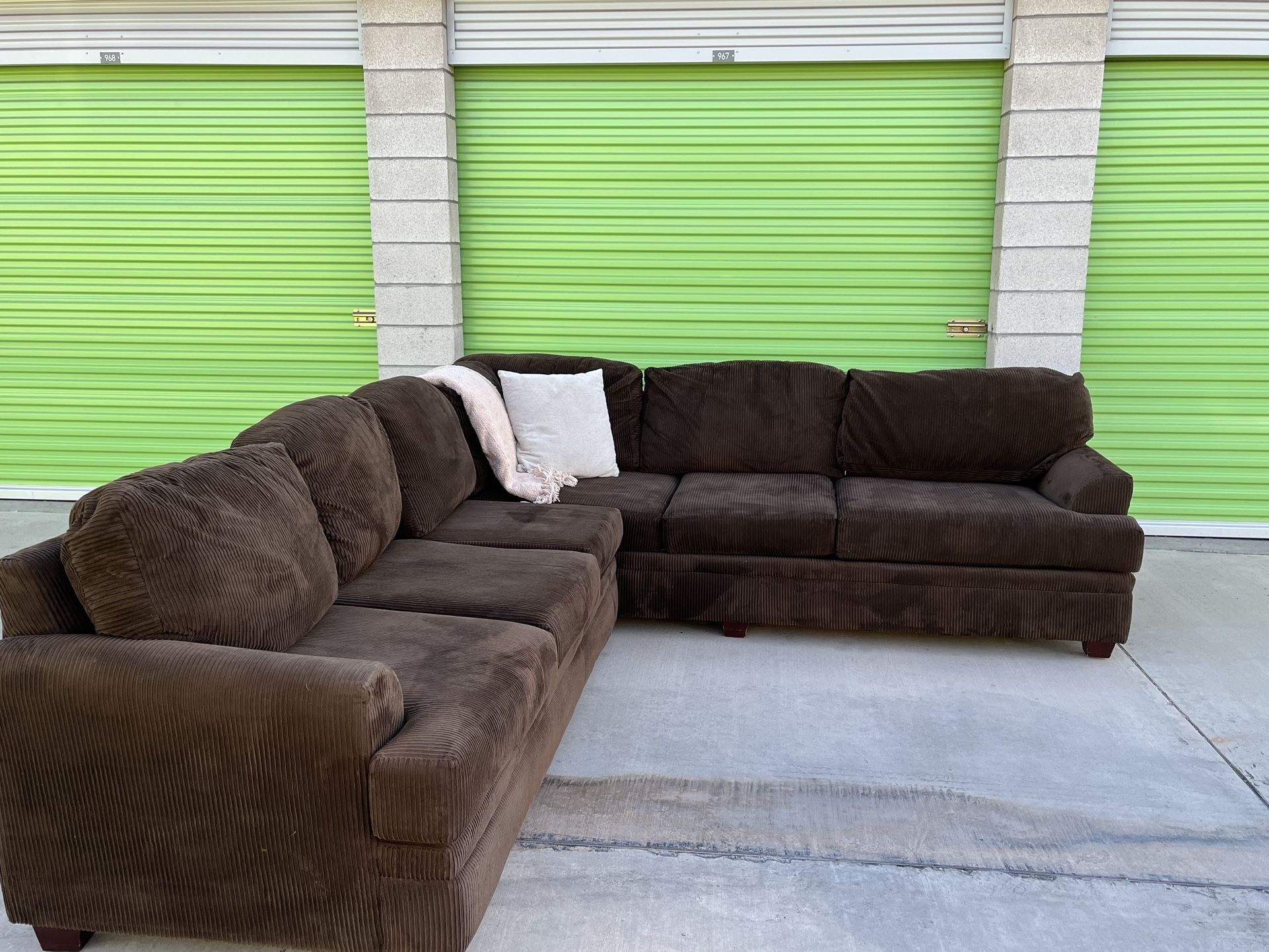 Corduroy Brown Sectional Couch With Delivery