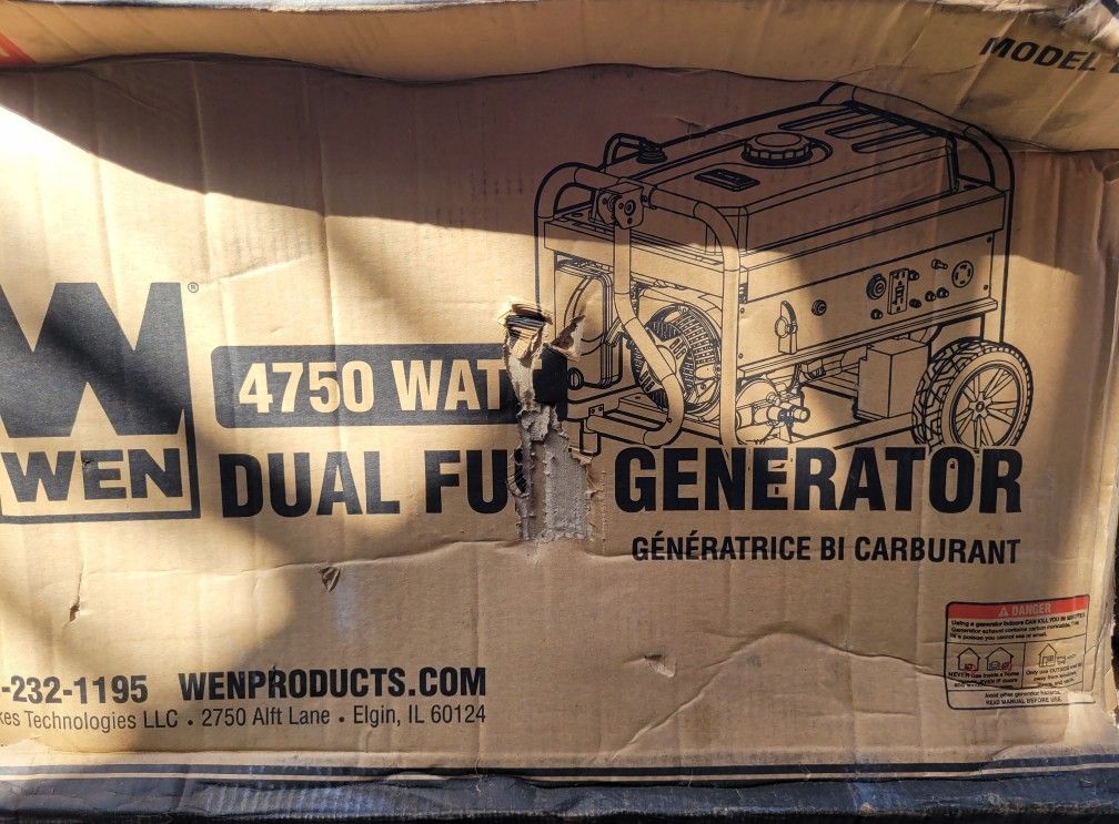 Selling brand new electric generator WEN 4750 dual fuel generator AC 120/240 V / DC 12 V
Electric and manual starting