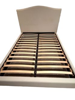 Upholstered Nailhead Bed Frame Queen Size