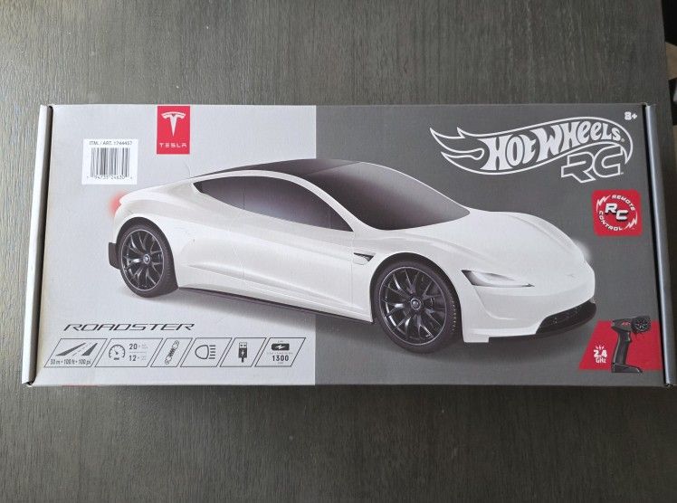 Hot Wheels Tesla Roadster Remote Control RC 1:10 White NEW
