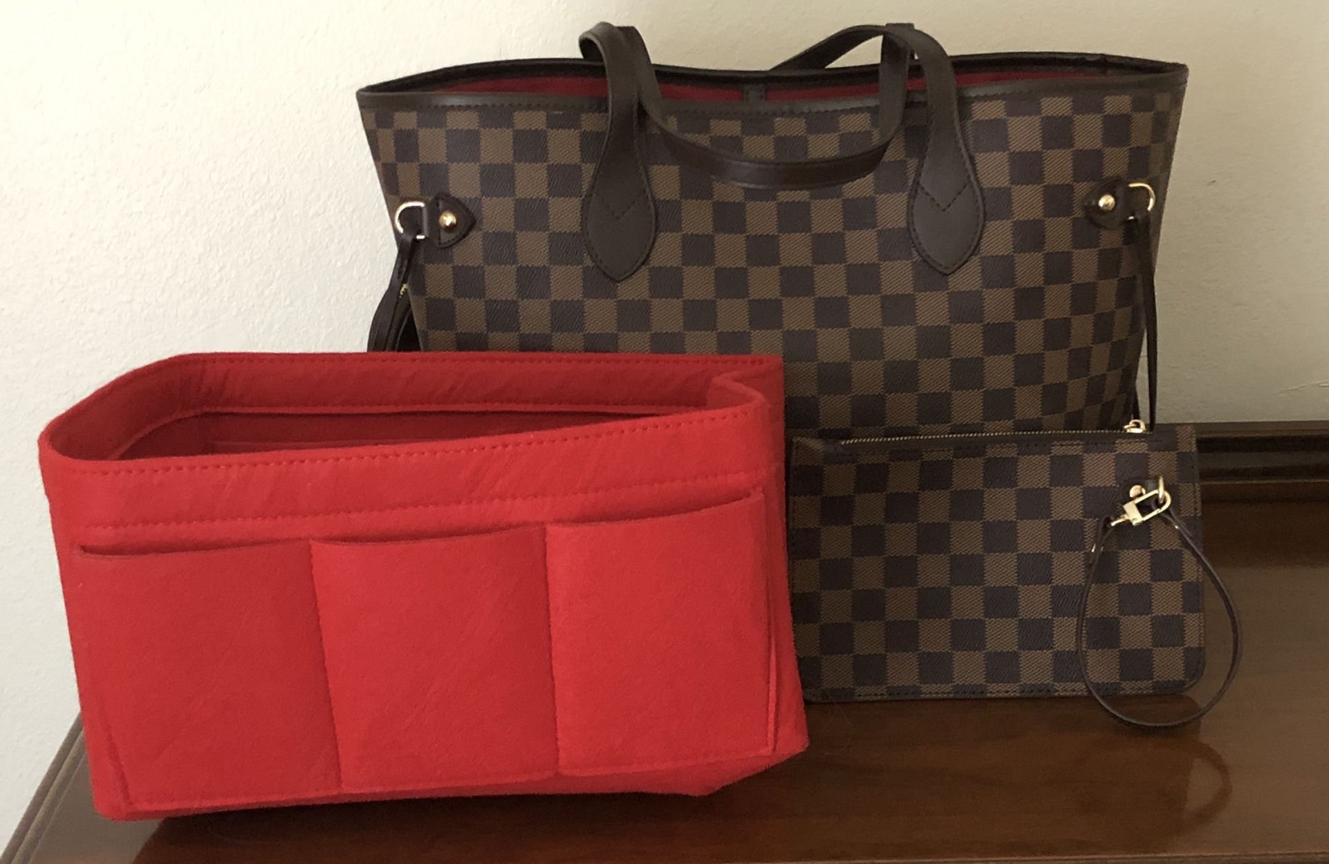Damier Ebene Tote With Organizer And Pouch