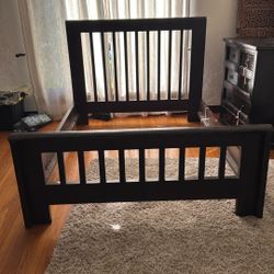 Queen Size Solid Oak Vintage Rustic Bed Frame 