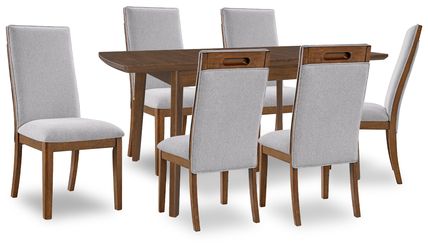 Lyncott Beige/Brown Extension Dining Table and 6 Chairs