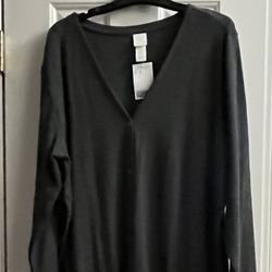 Womens Full Length H&M Charcoal cardigan Sz XL New W Tag