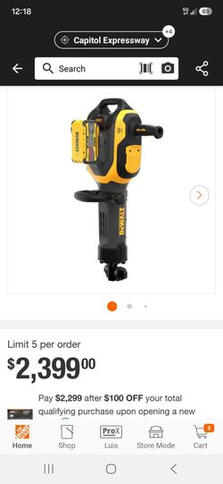 Dewalt 41lb cordless breaker Hammer with 2 batteries and charger