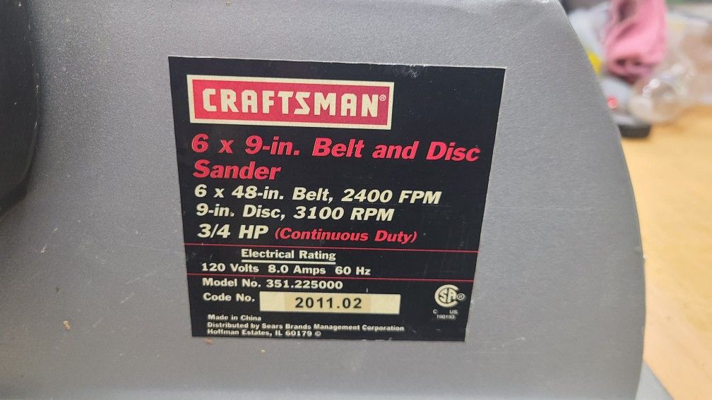 Craftsman 6x9 2024 belt disc sander