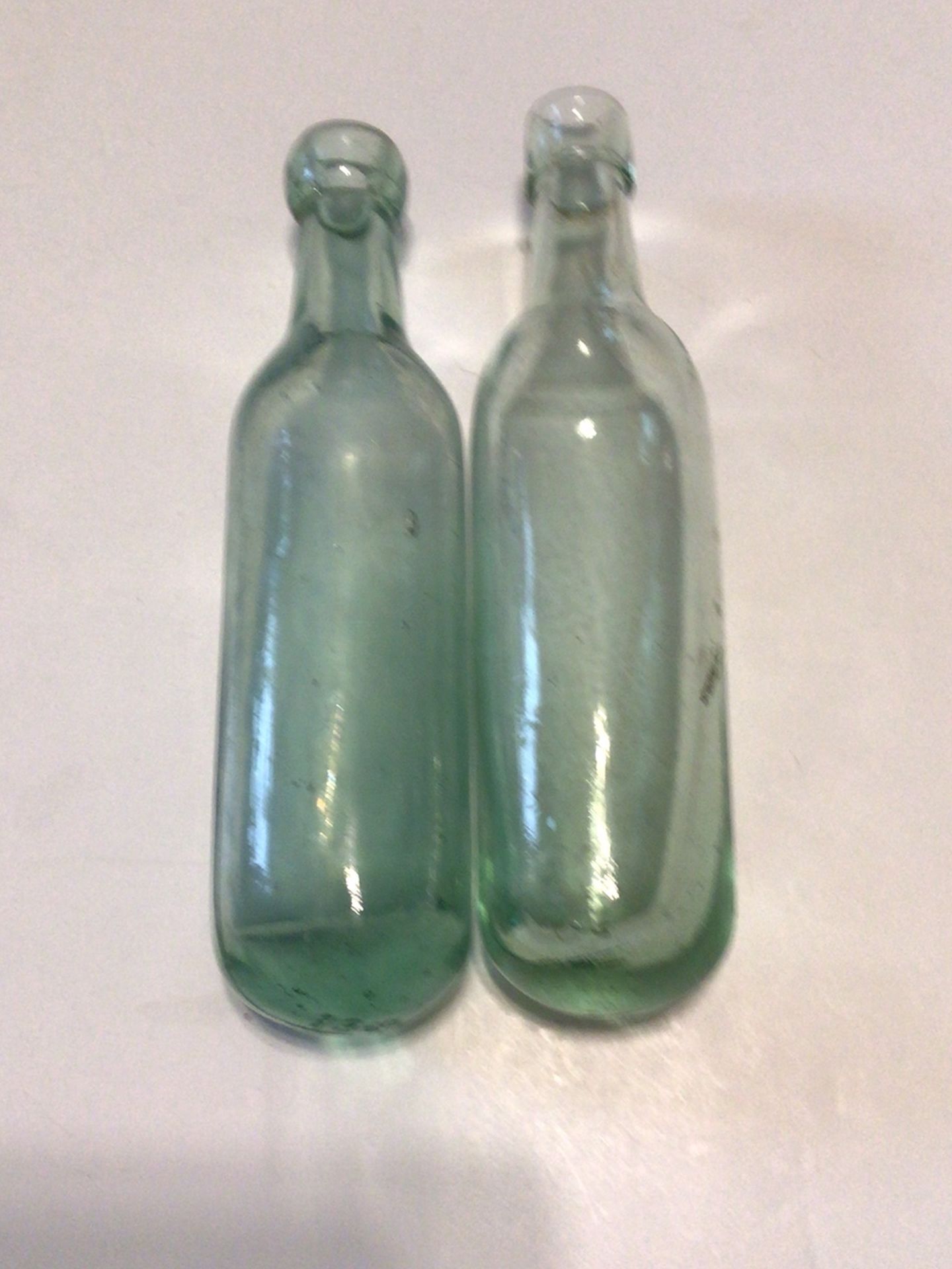 (2) 1800’s Aqua Blue Blob Top Glass Bottles Rare