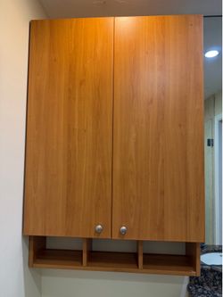 Wood Wall Mounted Cabinet with Open Shelves