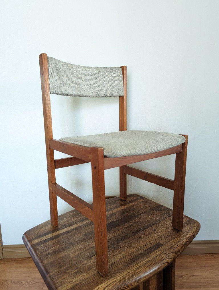 Vintage Danish Modern Style Solid Teak Wood Side Chair by Sun