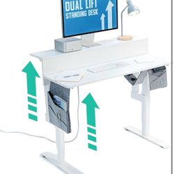 Anderson Co. Dual Lift Adjustable Height Electric 48” Standing Desk— Adjust Both Monitor & Desk Height - New in Box