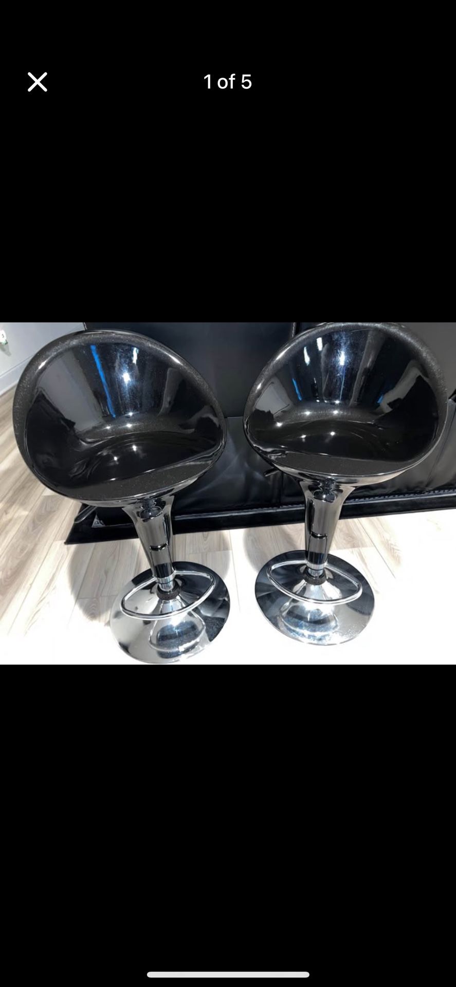 ✨ Modern Black Gloss Bar Stools – Set of 2 ✨