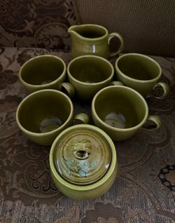 Vintage Metlox Poppytrail Blue Dahlia  Green Made In USA