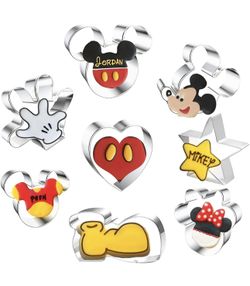 8 Pieces Mickey Mouse Cookie Cutters,Stainless Steel Cutters Mickey Minnie Mouse Shaped Biscuit Molds for Themed Birthday Baby Shower Holiday Parties