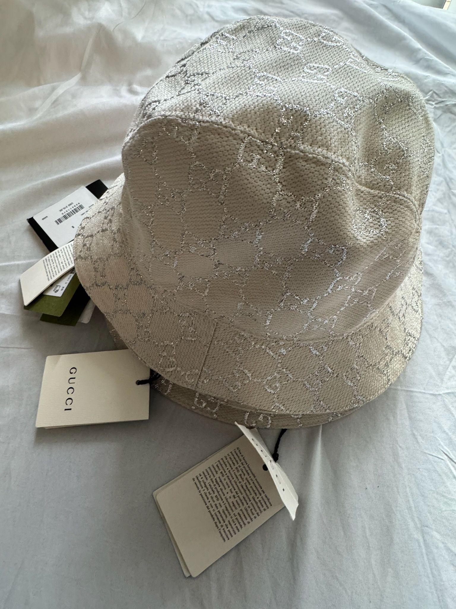 White Gucci Hat With Reflective GG’s