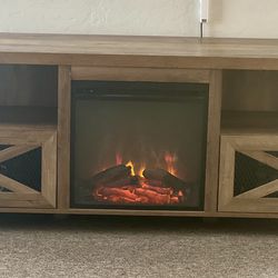 Wood Fireplace TV Stand for TVs up to 80 Inches,