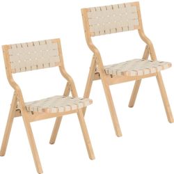 4 x Wood Folding Chairs, Foldable Chairs Chairs Wooden Indoor Stackable Dining Chairs